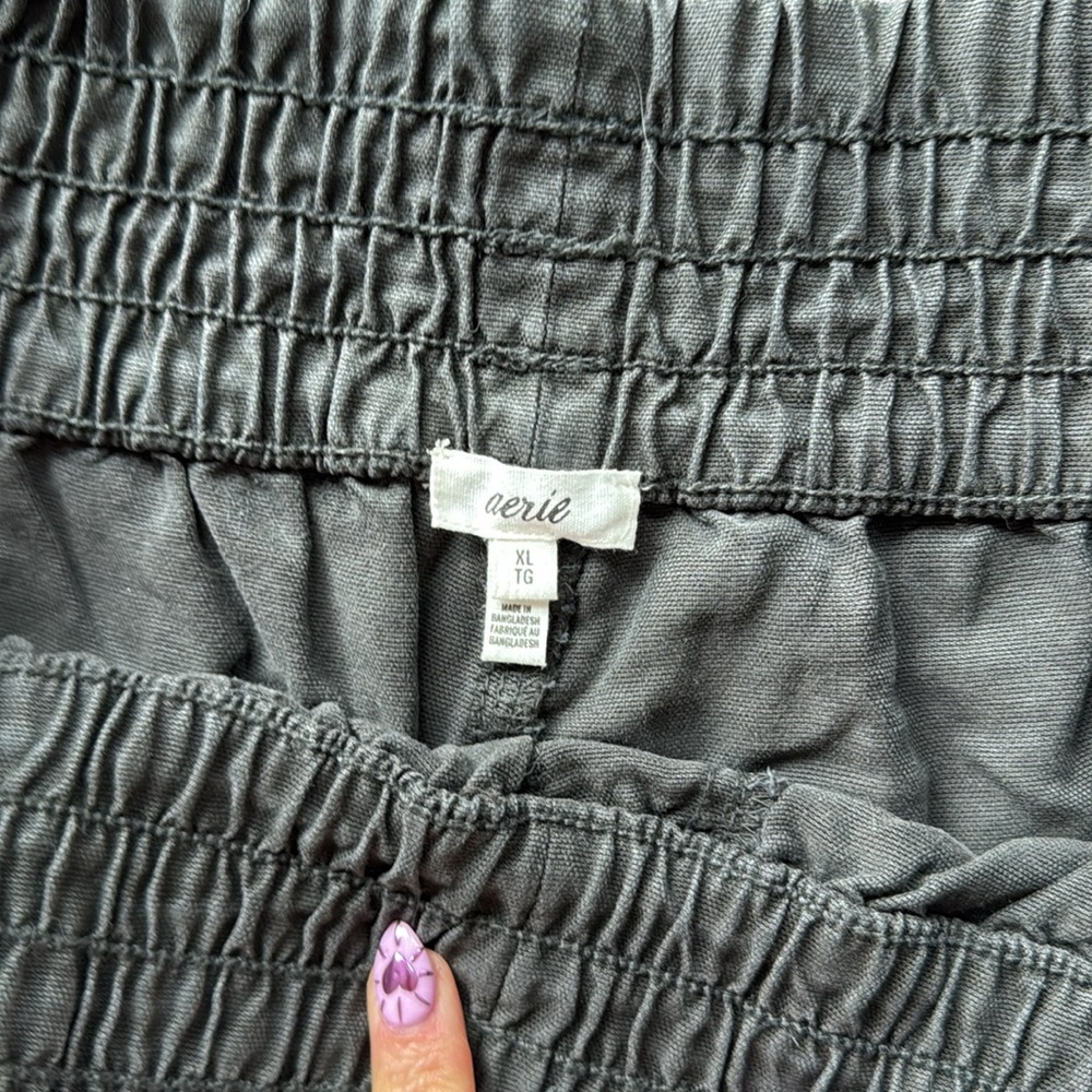 aerie High-Waist Elastic-Waist Olive Shorts - Picture 3 of 10